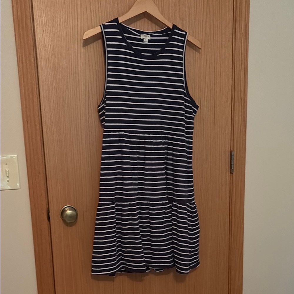 J. Crew Factory Navy and White Striped Dress 100% cotton